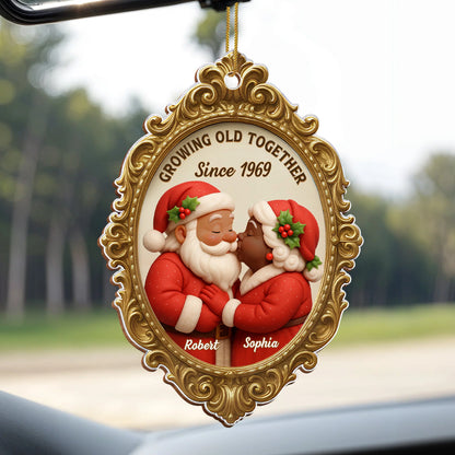 "Growing Old Together Since" Personalized Wood Ornament - Christmas Holiday Keepsake Gift for Couples