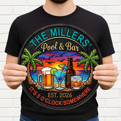 Wood Sign material and size view - Personalized Pool And Bar Wood Sign