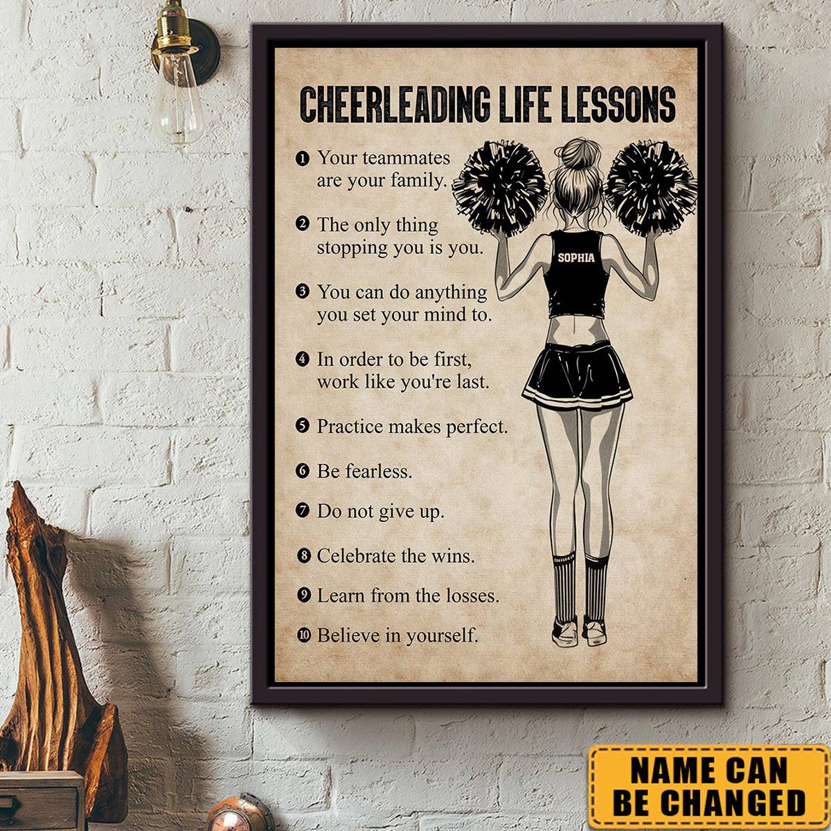 Cheerleading Life Lessons Custom Name Canvas / Poster - Personalized Wall Art Gift for Cheer Girl