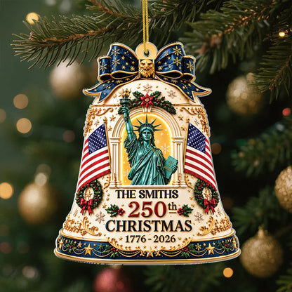 USA 250th Liberty Bell Personalized Patriotic Acrylic Photo Ornament - Christmas Keepsake for Families