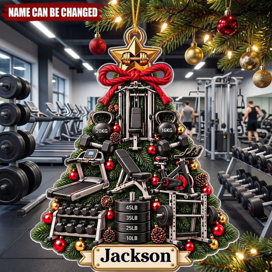Custom Gym Christmas Tree Acrylic Ornament - Personalized Fitness Lover Workout Gift