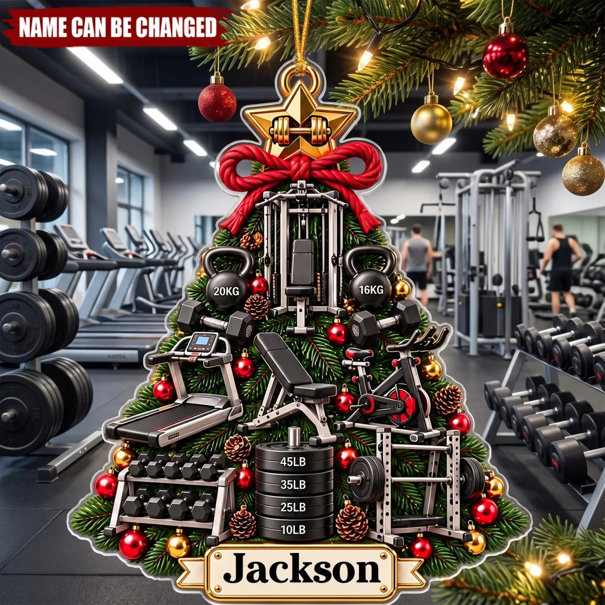 Custom Gym Christmas Tree Acrylic Ornament - Personalized Fitness Lover Workout Gift