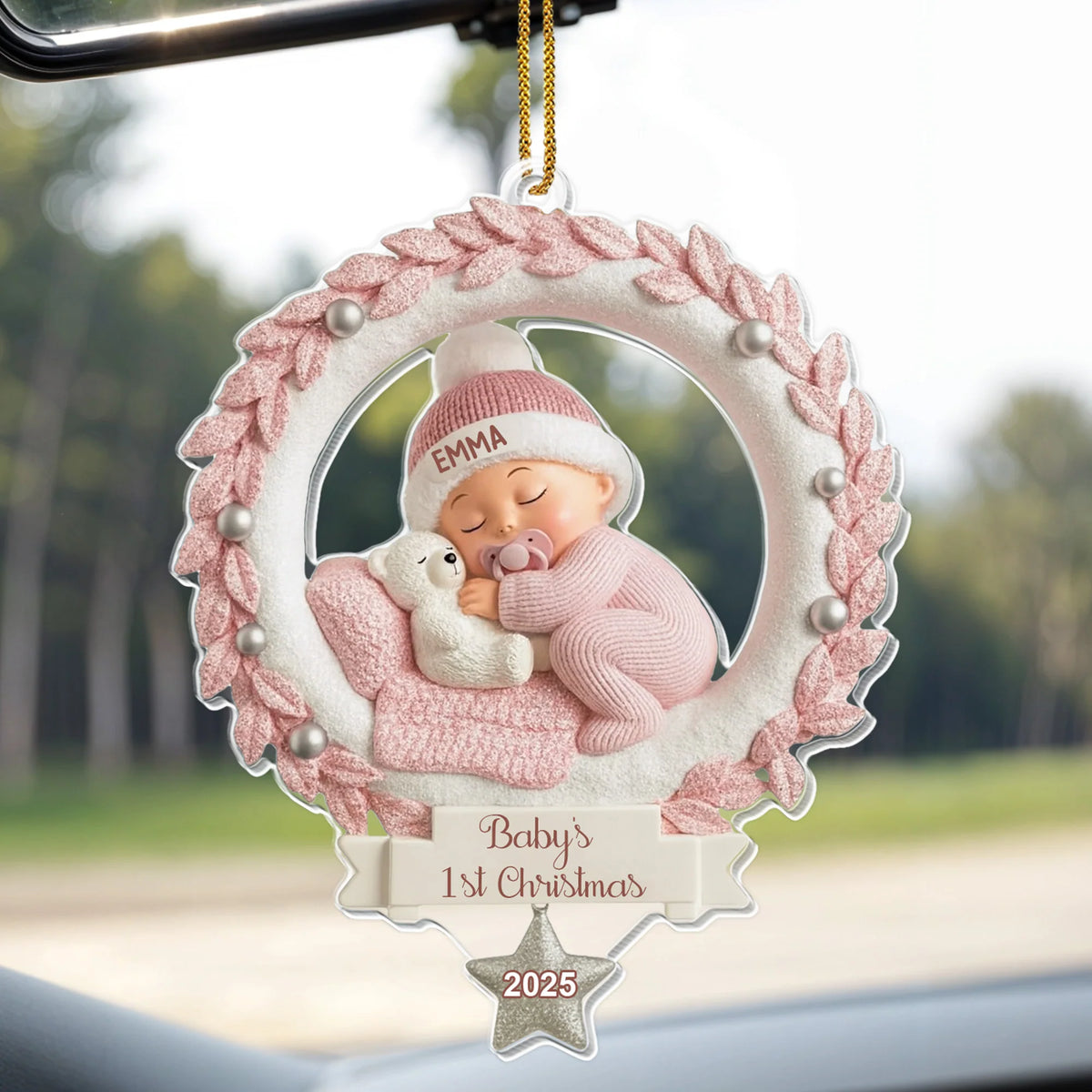 Baby's 1st Christmas, Baby And Wreath Ornament