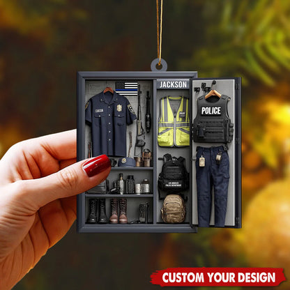 Acrylic Ornament material and size view - Personalized Police Officer Ornament