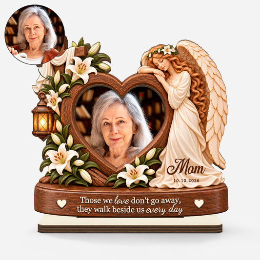Those We Love Don't Go Away Personalized Wooden Plaque - Custom Memorial Photo Gift for Mom and Dad