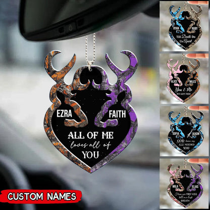 All of Me Loves All of You Personalized Camo Deer Acrylic Ornament - Couples Anniversary Gift