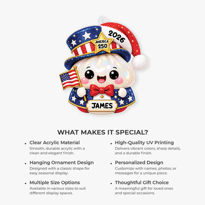 America 250th Anniversary - Personalized Dumpling Acrylic Ornament