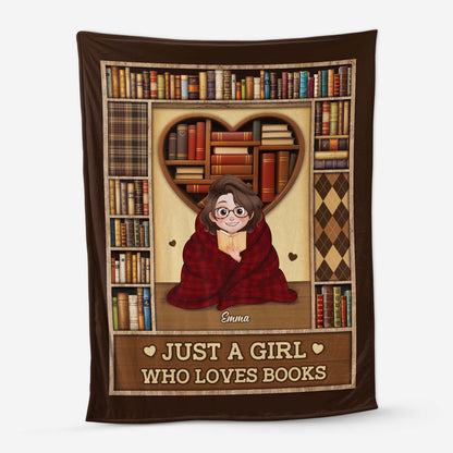 Just A Girl Who Loves Books Personalized Blanket - Custom Reading Gift for Book Lovers