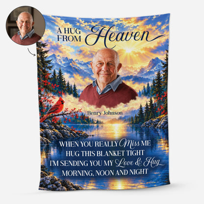 A Hug From Heaven Blanket Personalized Memorial Fleece Throw - Loss of Loved One Sympathy Gift