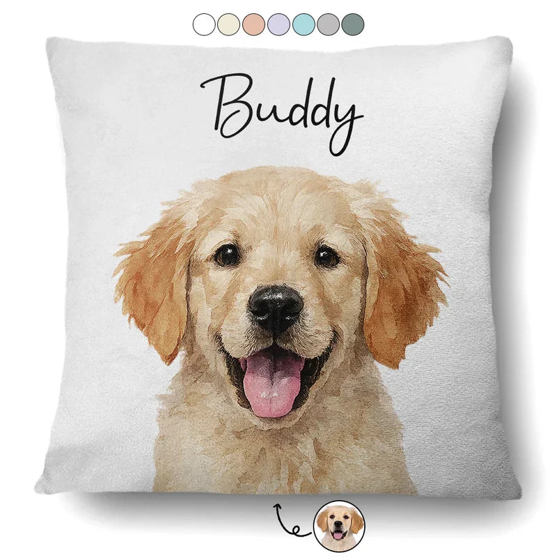Custom Watercolor Pet Portrait Pillow personalization view for Cat Lovers