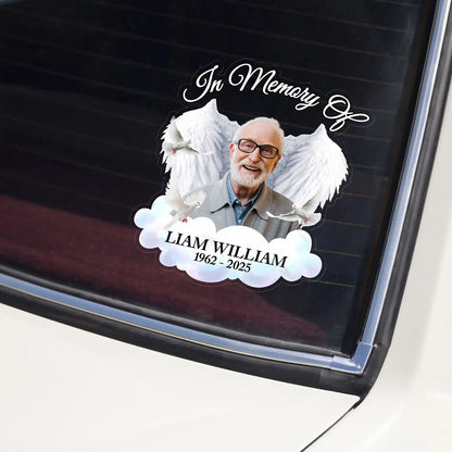 In Memory Of Personalized Car Decal Sticker with Photo Wings - Memorial Gift for Family