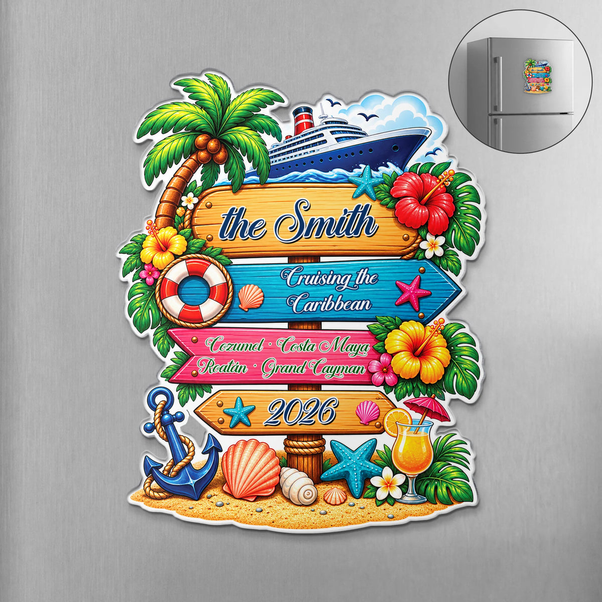 Cruising the Caribbean Personalized Cruise Magnet - Custom Summer Vacation Keepsake for Familys