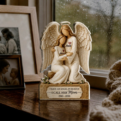 Personalized sympathy plaque featuring an angel in heaven quote, a custom shape acrylic plaque memorial gift for loss of mom image 8
