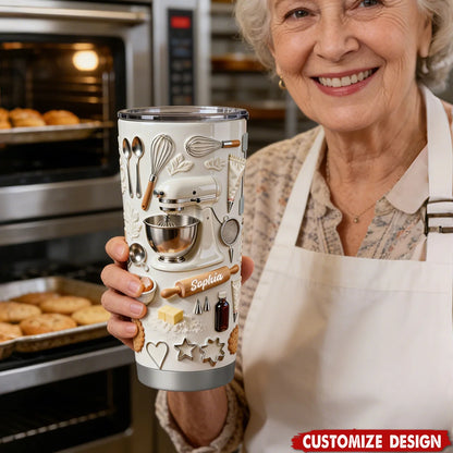 Personalized Baker Tumbler - Custom Name Gift for Baking Lovers