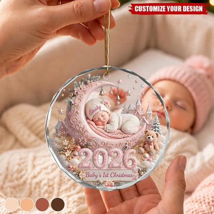 Baby's 1st Christmas Personalized Glass Ornament - Custom Keepsake Gift for New Mom