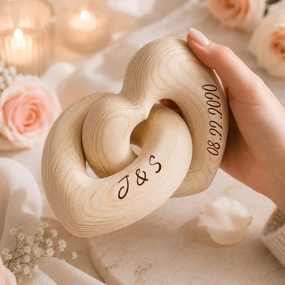 Wood Sign material and size view - Personalized Wooden Heart Sculpture