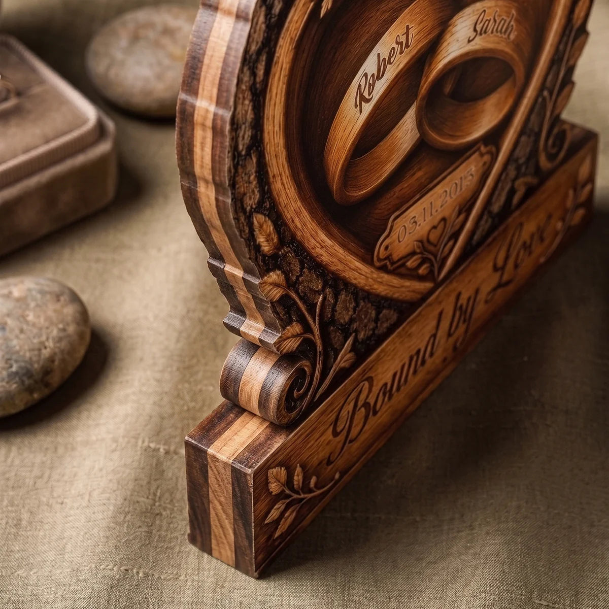 Plaque material and size view - Custom Wedding Anniversary Wooden Plaque