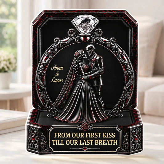 Till Death Do Us Part Personalized Skeleton Acrylic Plaque - Custom Couple Gothic Keepsake