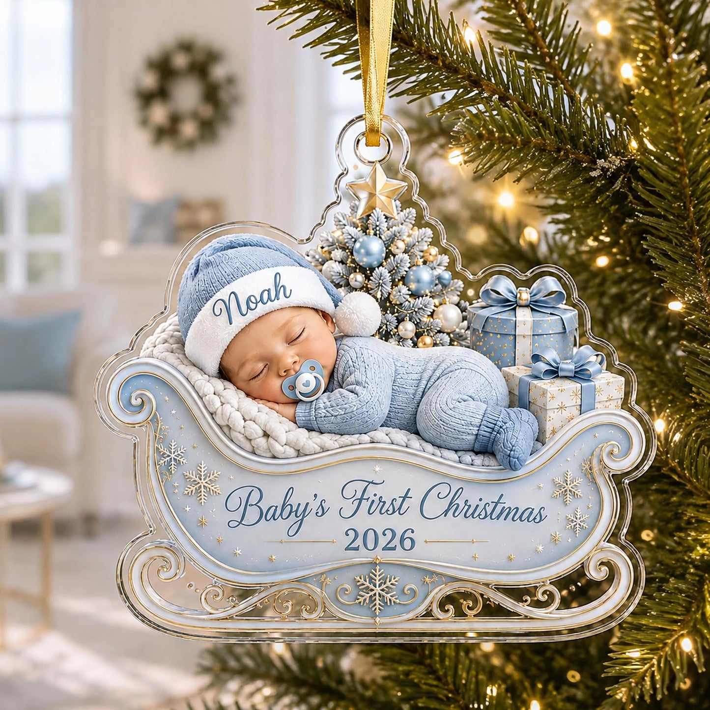 Personalized Baby's First Christmas Acrylic Ornament - Custom Newborn Photo & Name Keepsake Gift for New Parents