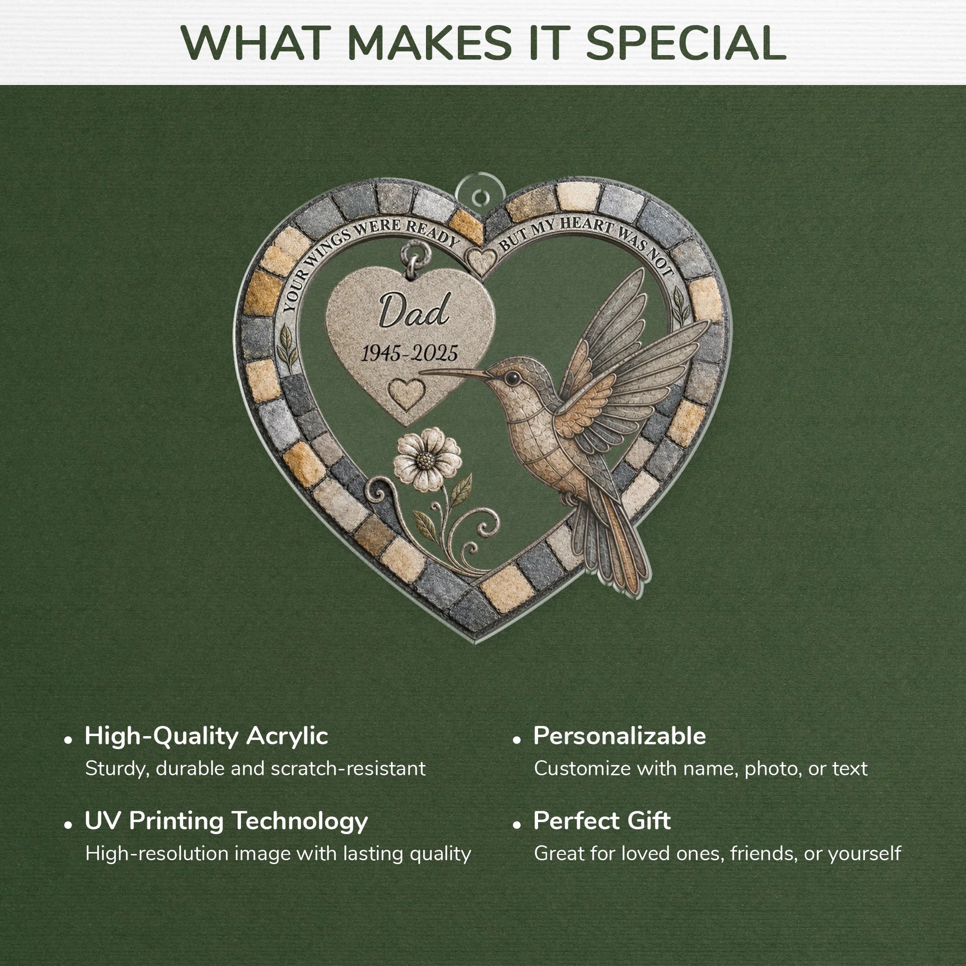 "Your Wings Were Ready But My Heart Was Not" - Personalized Memorial Acrylic Ornament Gift
