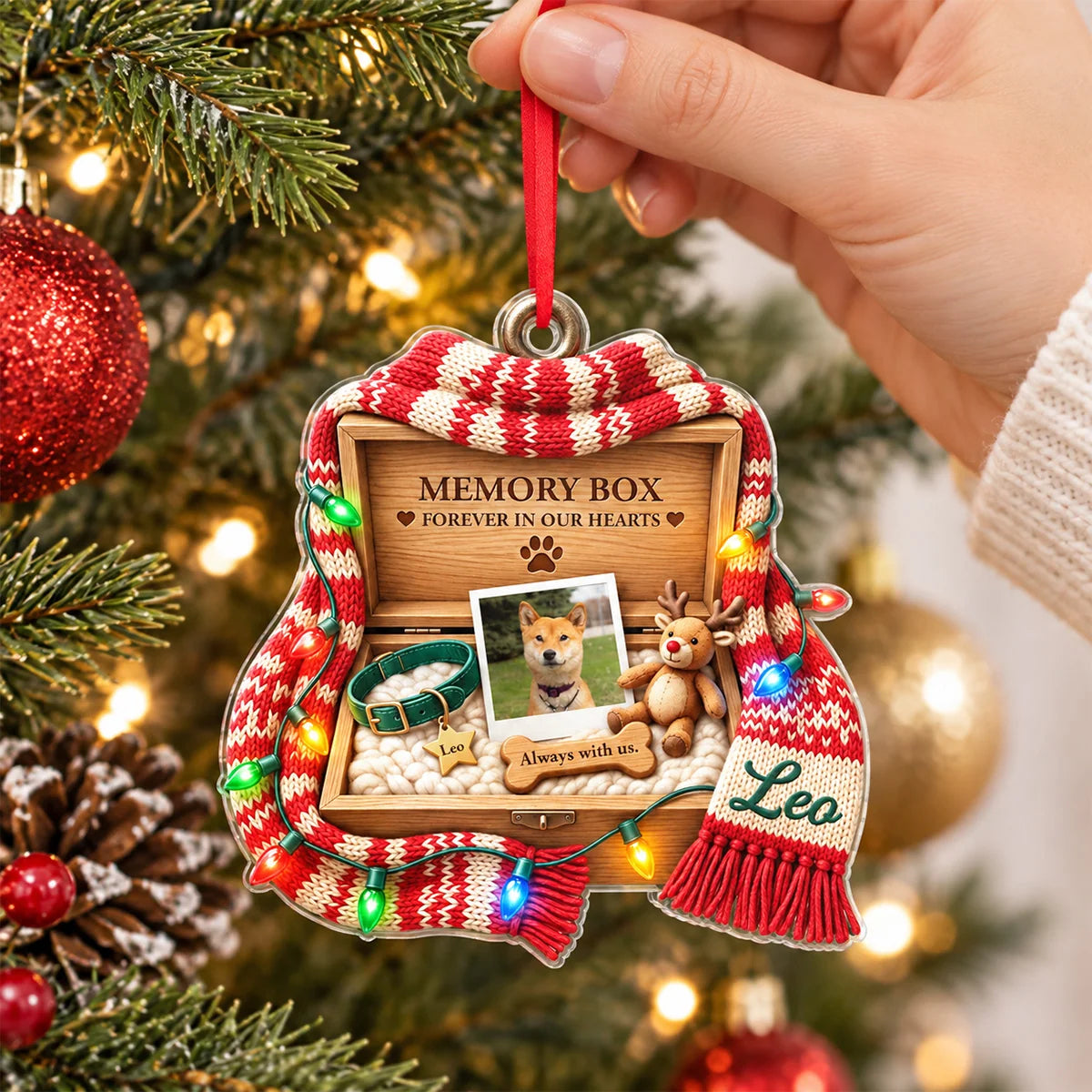 Memory Box Forever in Our Hearts Personalized Pet Memorial Acrylic Ornament - Custom Gift for Dog Lovers