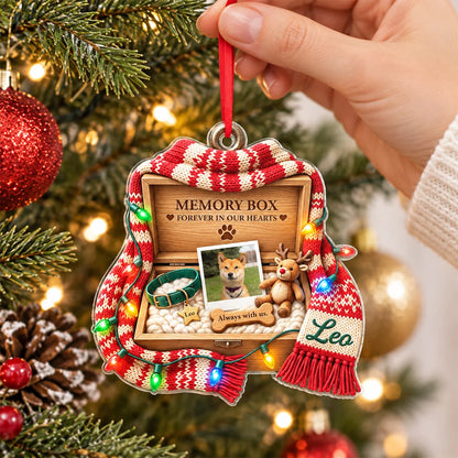 Memory Box Forever in Our Hearts Personalized Pet Memorial Acrylic Ornament - Custom Gift for Dog Lovers