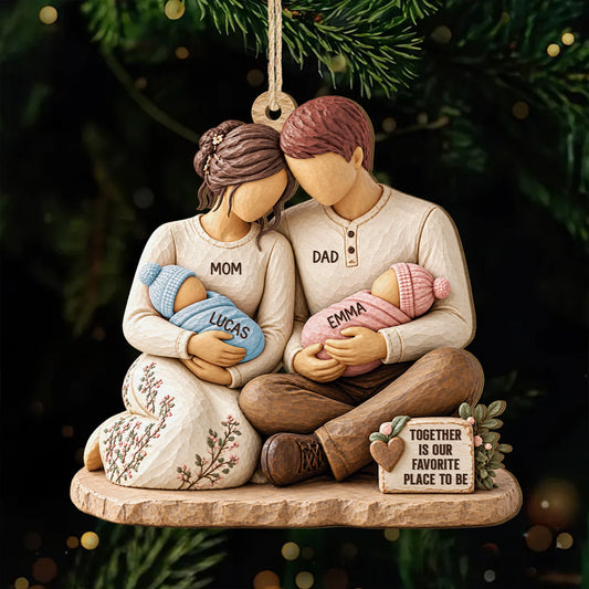 Our First Christmas Personalized Family Wooden Ornament - Keepsake for New Parents