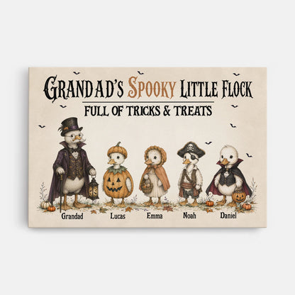 Personalized Spooky Little Flock Halloween Canvas / Poster - Custom Name Wall Art Gift for Grandparents