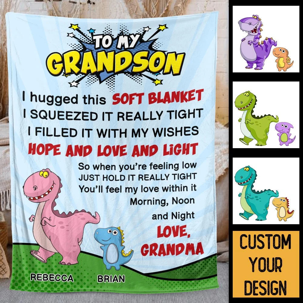 To My Grandson/ To My Granddaughter Dinosaur - Personalized Blanket - Meaningful Gift For Christmas, For Birthday - PRINTS10