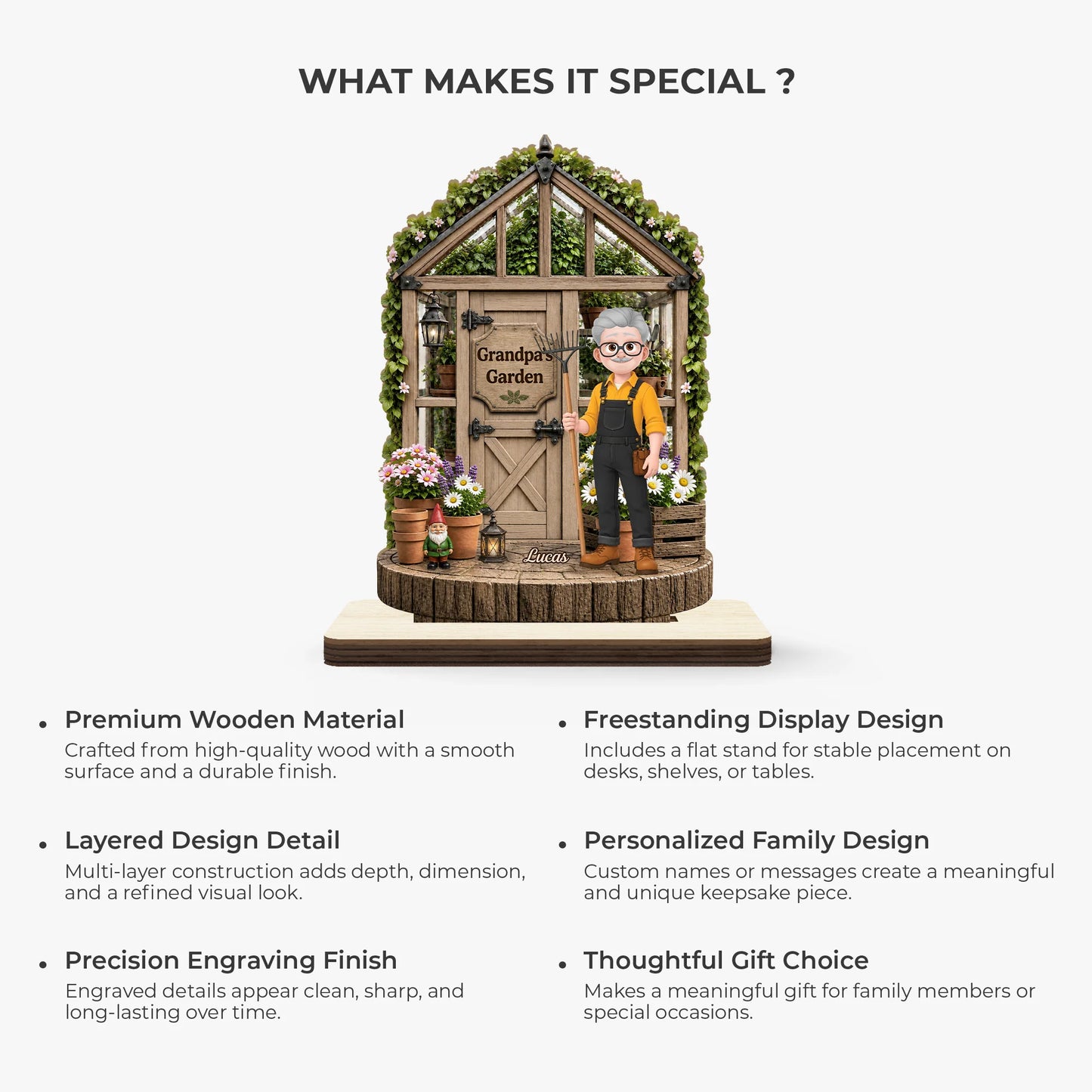 Custom Grandpa's Garden Wooden Plaque for Grandpa with personalized design details for meaningful gifting image 6