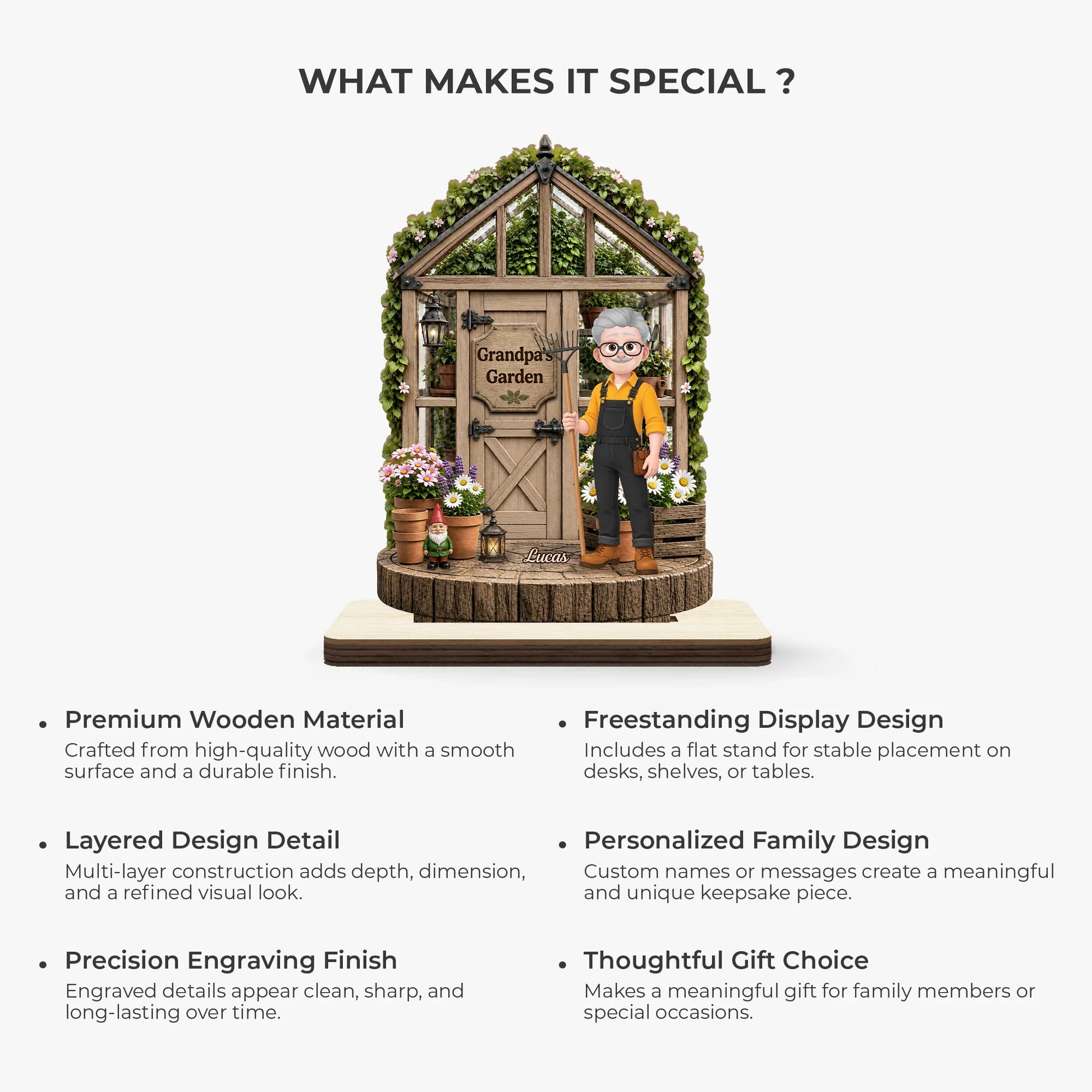 Custom Grandpa's Garden Wooden Plaque for Grandpa with personalized design details for meaningful gifting image 6