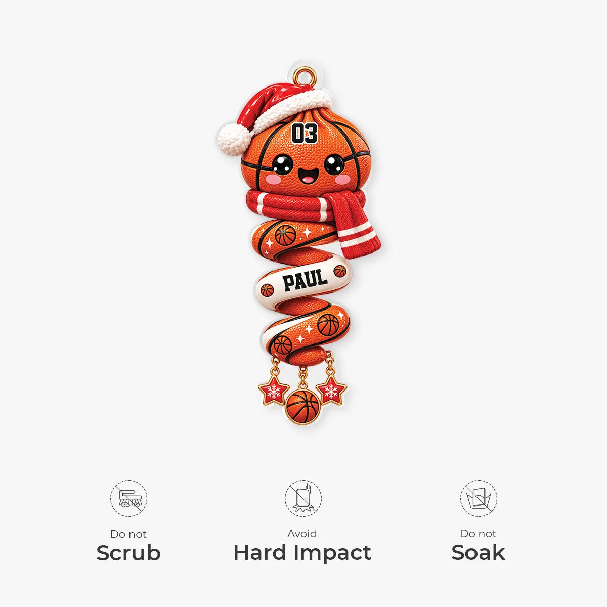 Personalized Sports Christmas Acrylic Ornament - Custom Name & Number for Kids