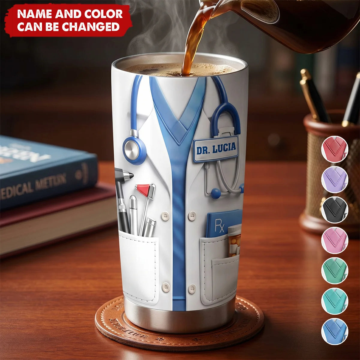 Custom Doctor Uniform Personalized Tumbler - Cute Scrubs Stethoscope Gift for Medical Professionals