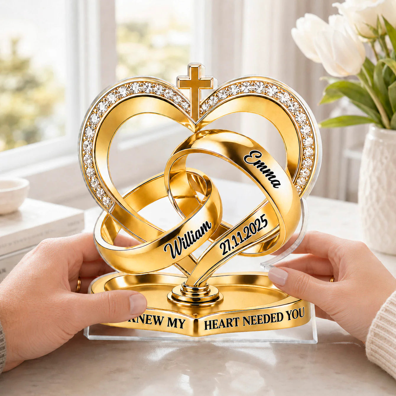 Plaque material and size view - Personalized Couple Acrylic Plaque