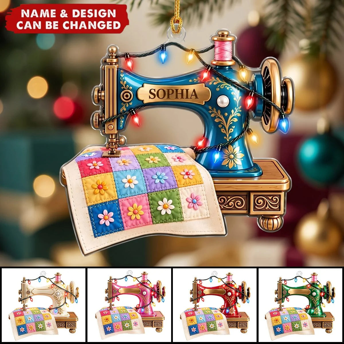 Sewing Machine Love Personalized Acrylic Ornament - Christmas Keepsake for Quilters
