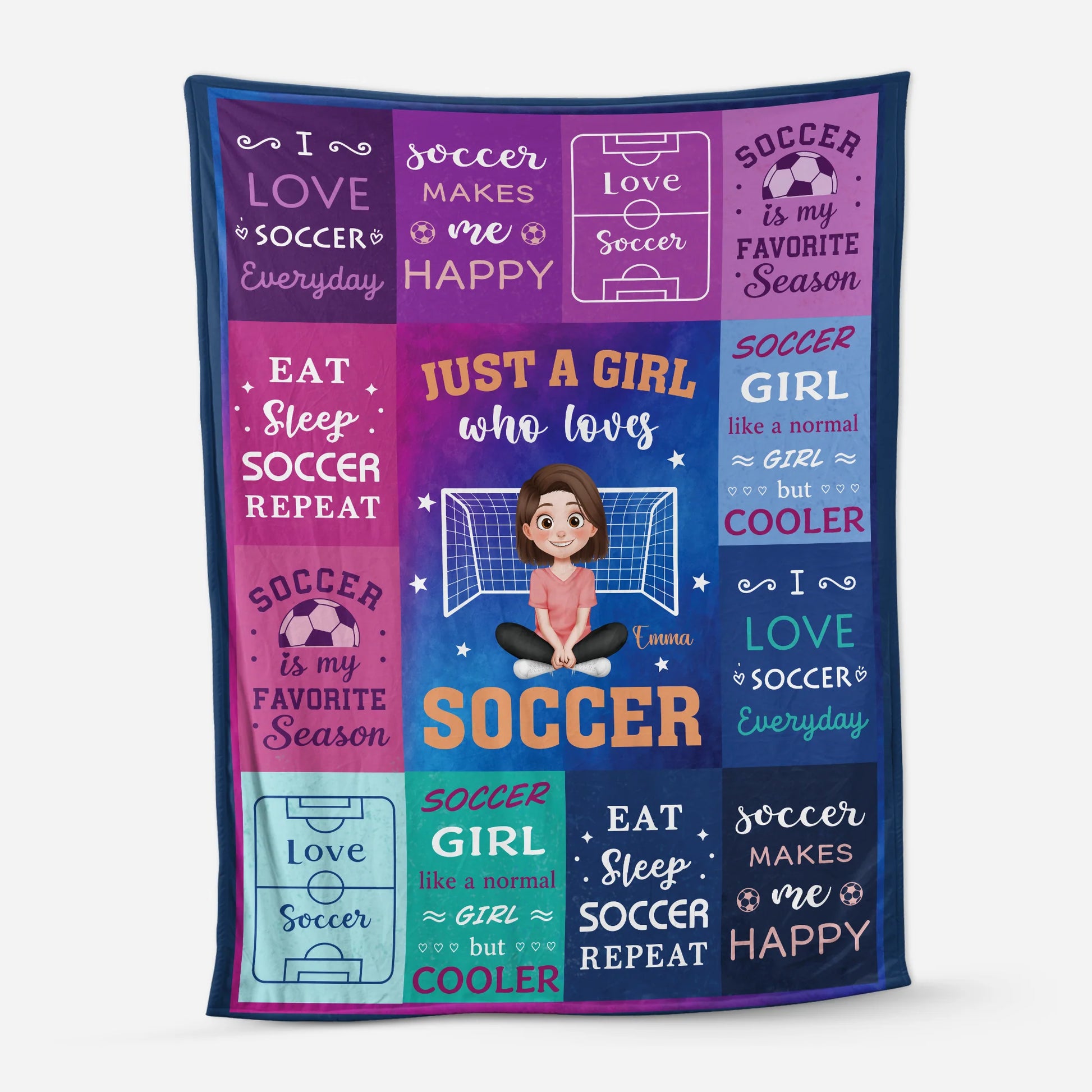 "Just A Girl Who Loves Soccer" Personalized Blanket - Custom Soccer Player Keepsake Gift