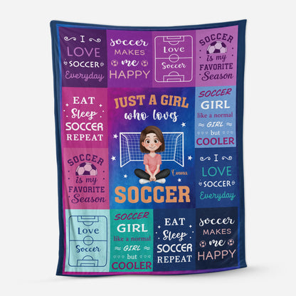 "Just A Girl Who Loves Soccer" Personalized Blanket - Custom Soccer Player Keepsake Gift