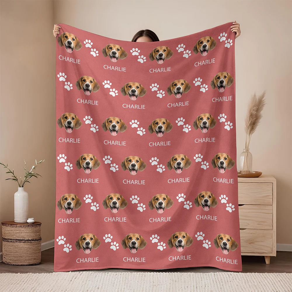 Personalized Pet Photo Blanket for Mom with personalized design details for meaningful gifting