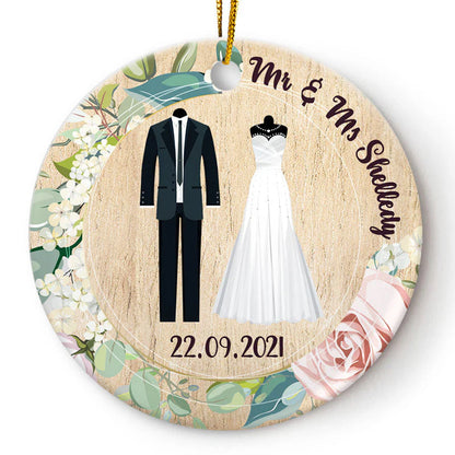 Custom Wedding Ceramic Ornament for Couples with personalized design details for meaningful gifting