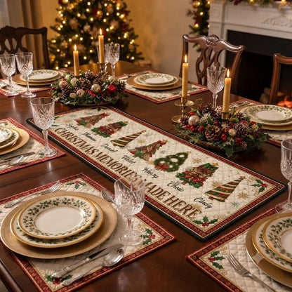 Custom Christmas Memories Made Here Personalized Runner Rug - Festive Family Holiday Doormat Gift