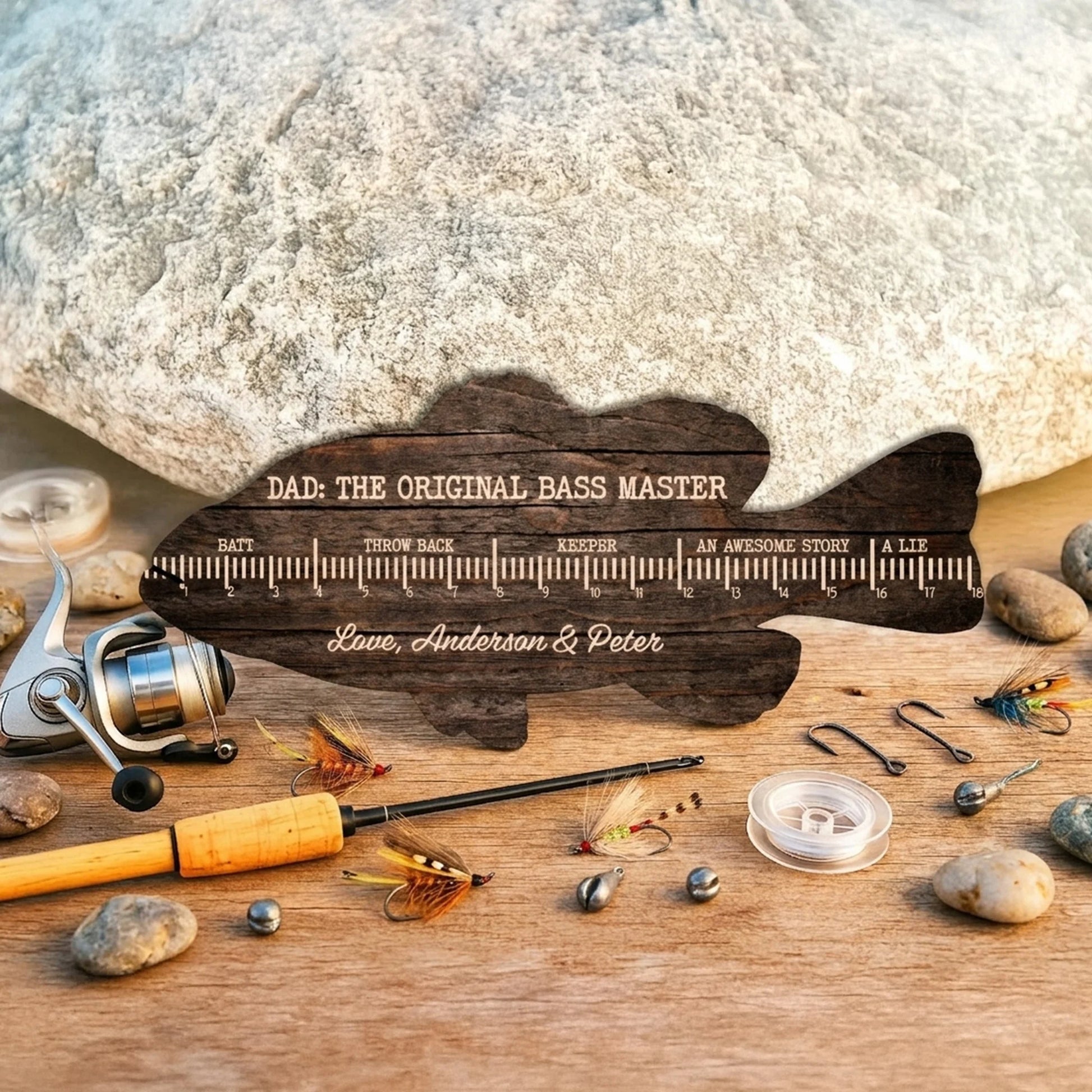 Custom Fishing Ruler Sign personalization view for Dad