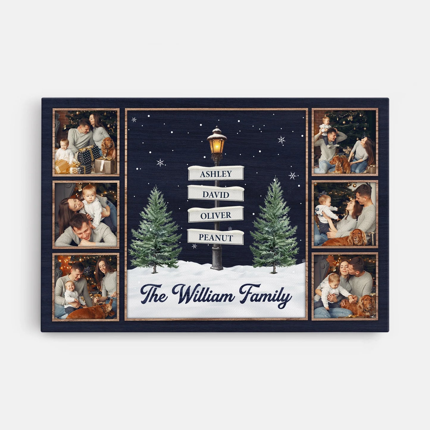 The Family Street Sign Personalized Photo Canvas / Poster - Custom Christmas Wall Art Gift