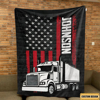 Personalized Trucker Blanket - Custom Name Gift for Drivers