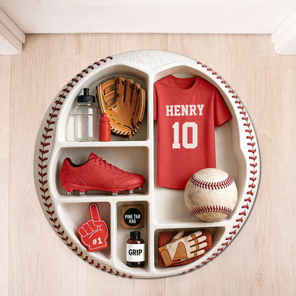 Custom Baseball Doormat for Son/Grandson with personalized design details for meaningful gifting