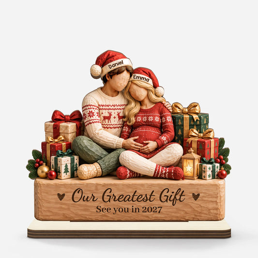 Our Greatest Gift Personalized Wooden Plaque - Christmas Keepsake for Expecting Couples