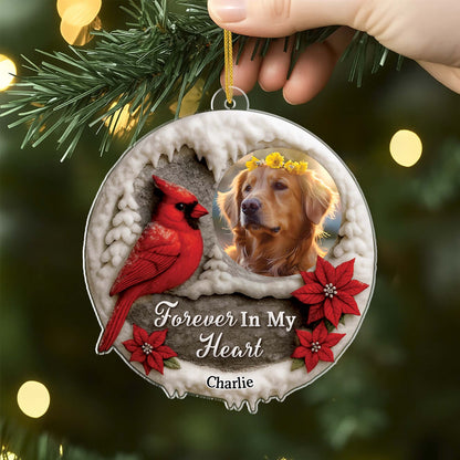 "I'm Always With You" Personalized Memorial Christmas Ornament with Photo - Custom Acrylic Cardinal Remembrance Gift