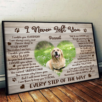"I Never Left You" Personalized Pet Memorial Canvas / Poster - Custom Dog Photo Remembrance Gift Wall Art