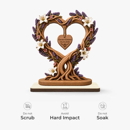 Custom Couple Names Heart Tree Wooden Plaque - Personalized Anniversary Gift