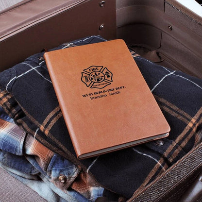 Personalized Firefighter Leather Journal - Custom Fireman Notebook & Station Keepsake Gift for Heroes