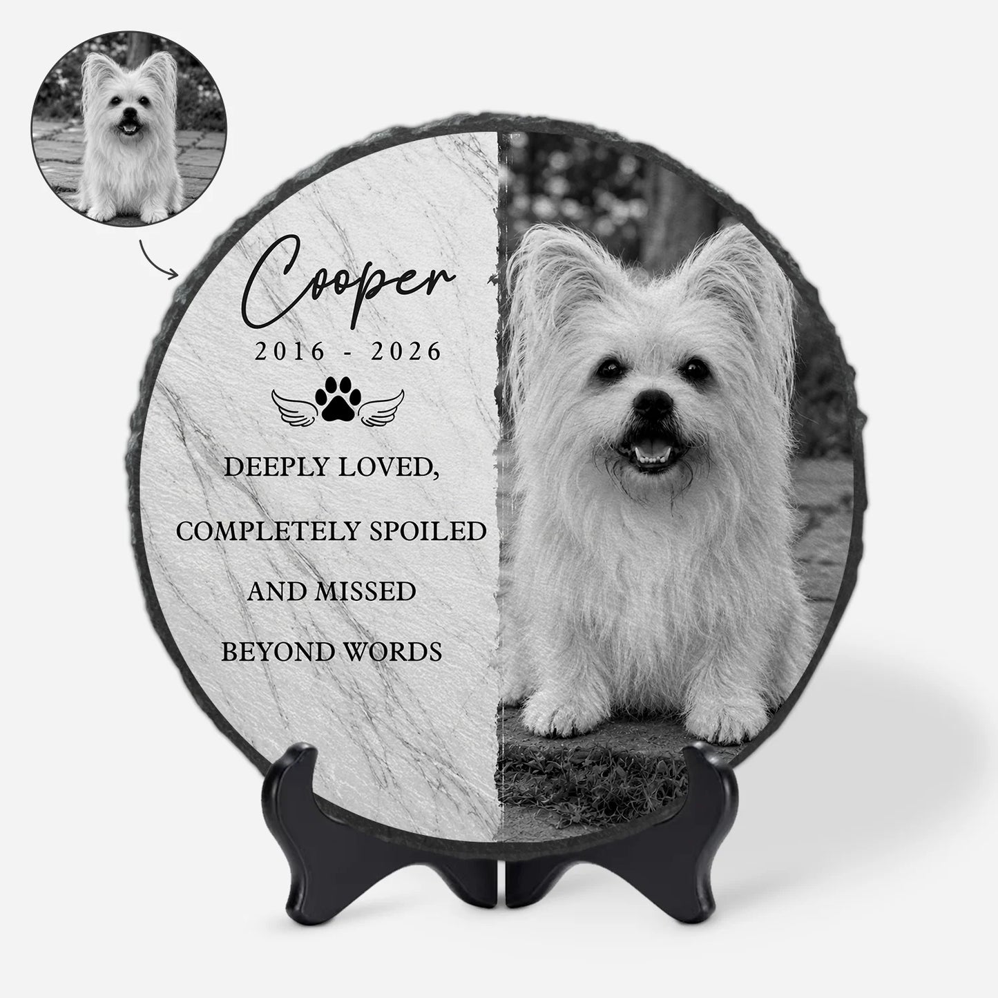 "Deeply Loved" Personalized Pet Memorial Stone - Custom Photo Keepsake Gift